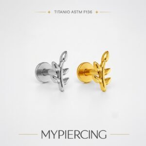 Labret Push Pin Ramo com 5 Pétalas Titânio
