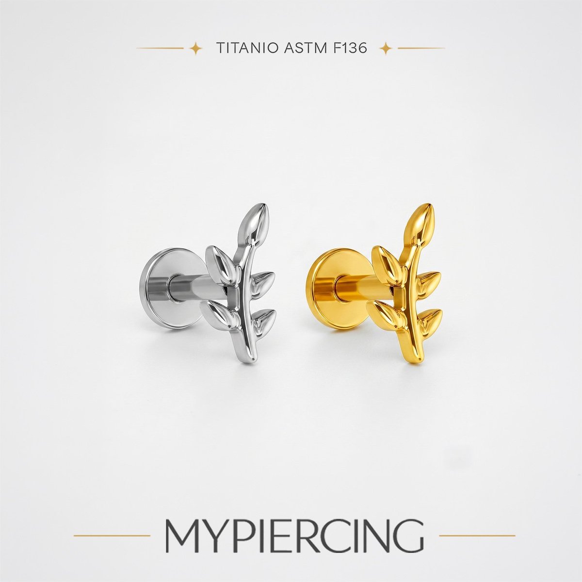 Foglia di Alloro Labret in Titanio ASTM F136 Push Pin