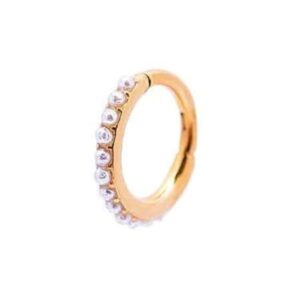 ARGOLA CLICKER PEROLA AÇO PVD GOLD