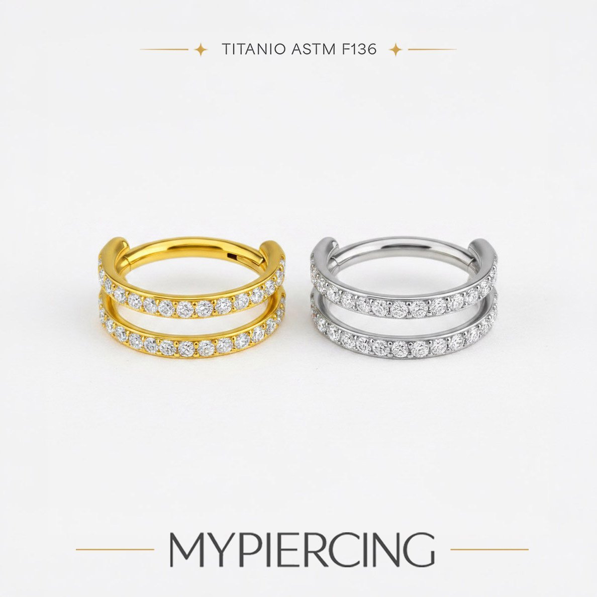 Anello Double Separato con Zirconi in Titanio ASTM F136