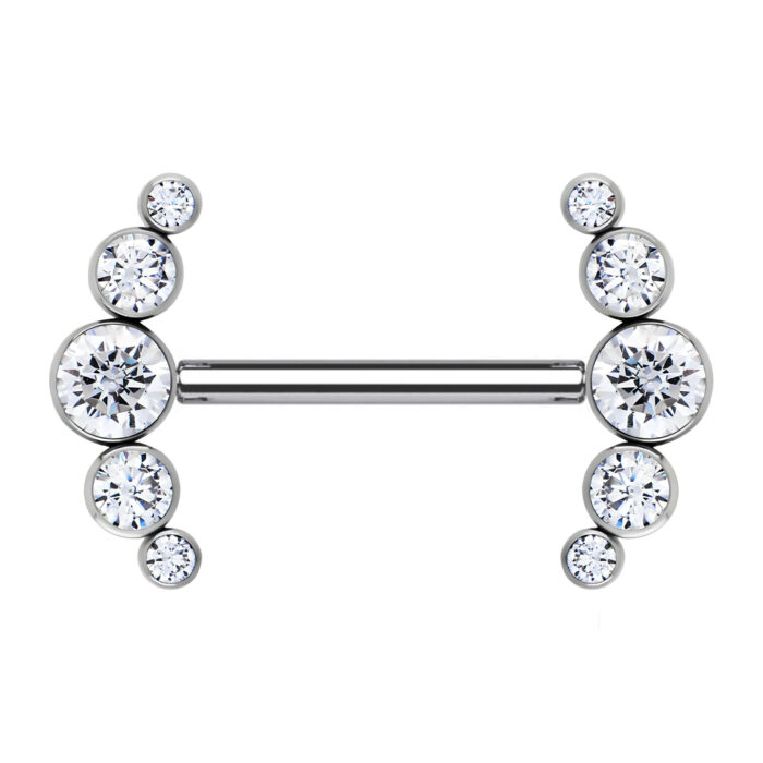 BARBELL MAMILO PIN PUSH CLUSTER 5 ZIRC TIT