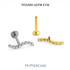 Labret Cluster Curvo de Zircônias Titânio