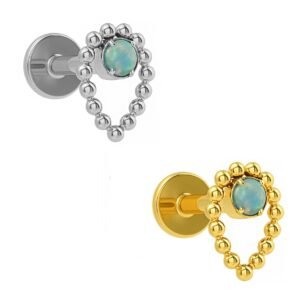 Labret Gota de Beads com Zircônia Tit