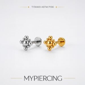 Labret Quadrado de Beads em Titânio