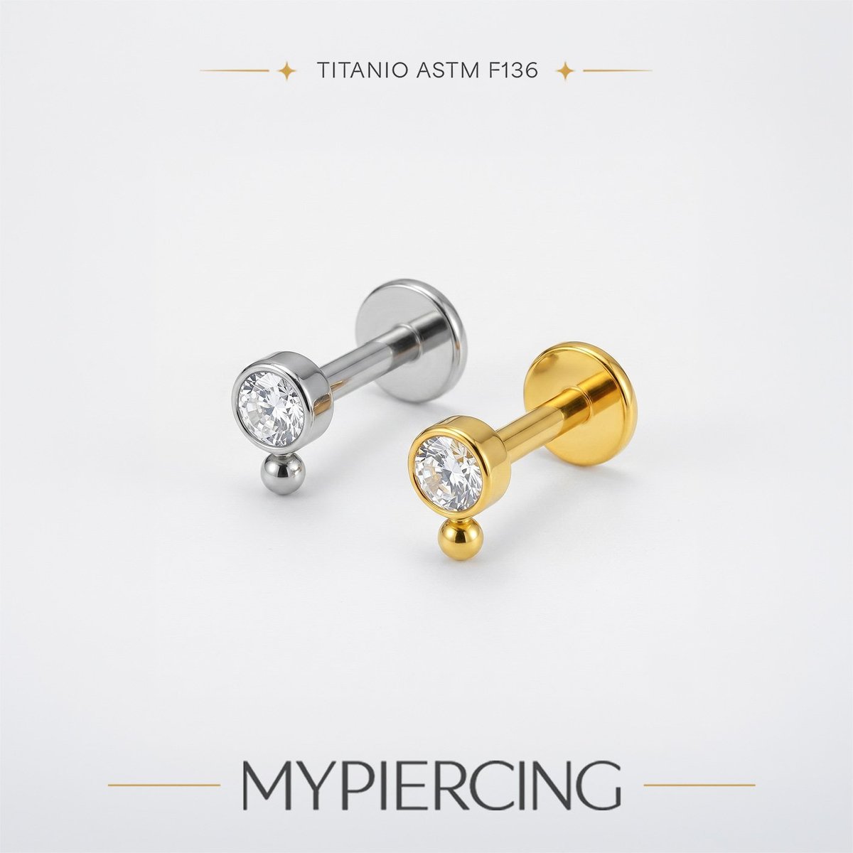 Labret Punto di Luce con Bead in Titanio ASTM F136