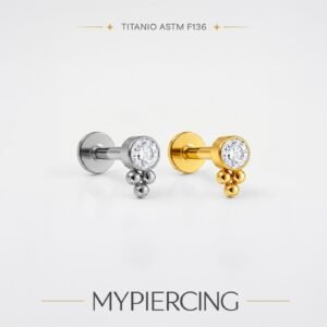 Labret Push Pin Ponto com 3 Beads