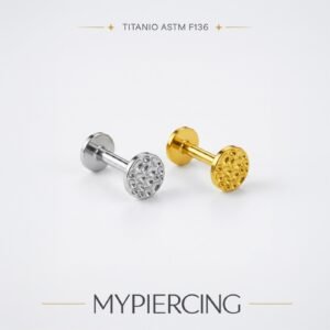 Labret Push Pin Disco Martelado Titânio