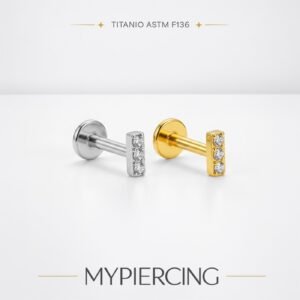 Labret Barrinha Mini Cravejada Titânio
