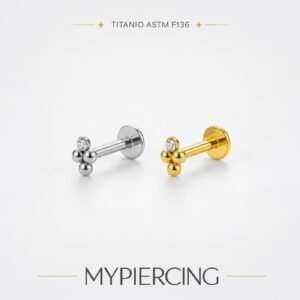 Labret Push Pin 3 Beads e Zircônia