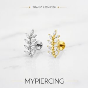 Labret Ramo 10 Pétalas de Titânio com Zircônias