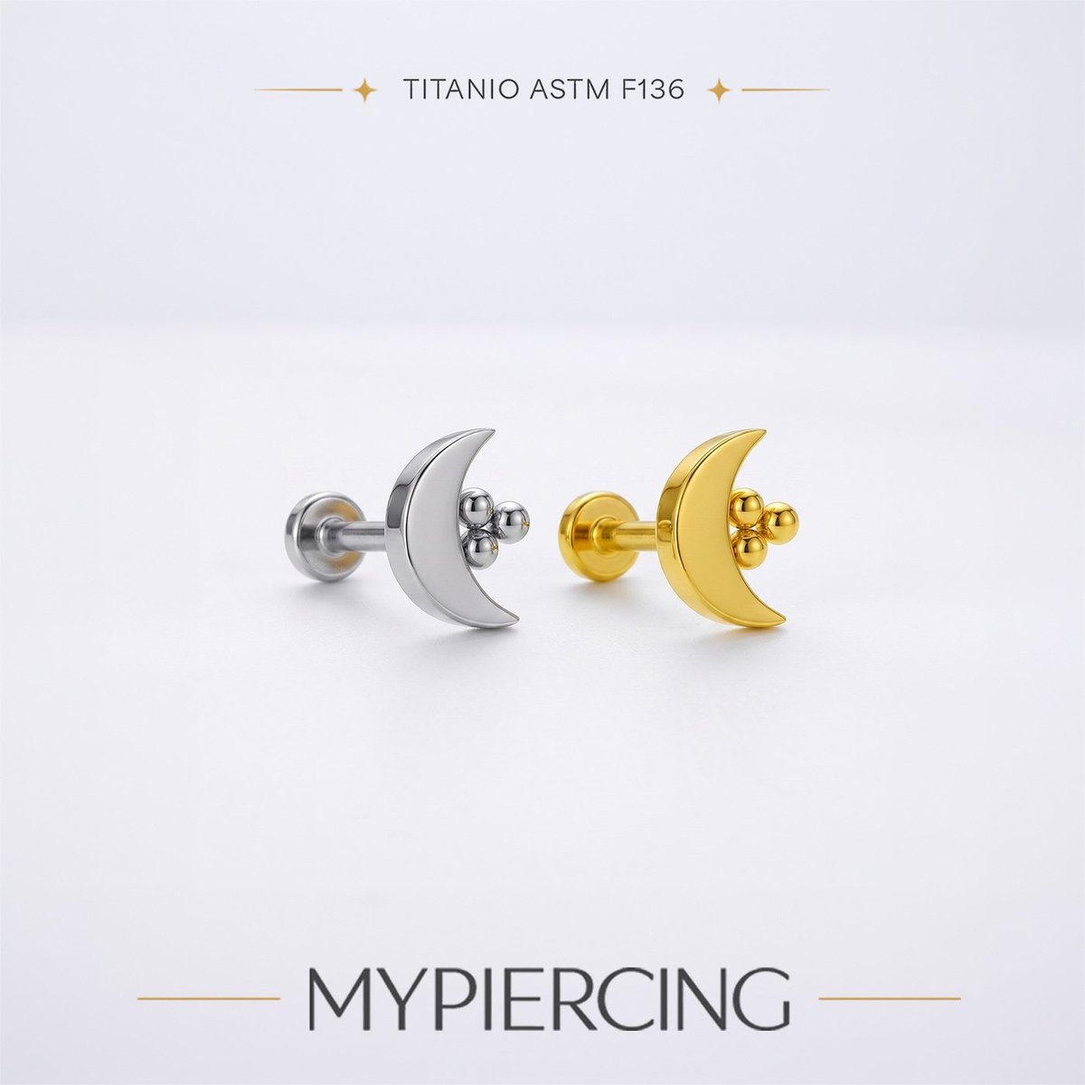 Labret Luna con Beads di Titanio ASTM F136 Push Pin