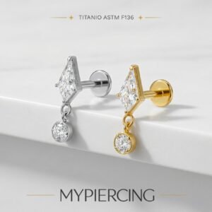 Labret Losango com Pingente Titânio