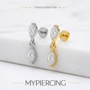Labret Pendurado 2 Navetes em Titânio
