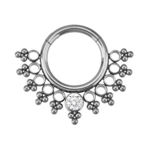 ARGOLA LEQUE RENDA CZ BR TIT (ACX1)
