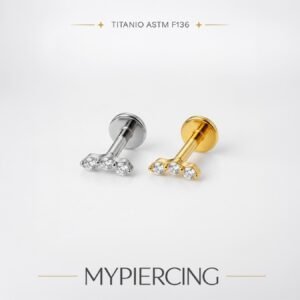 Labret Push Pin 3 Zircônias em Titânio