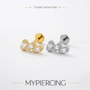 Labret Cluster de 3 Baguetes Titânio