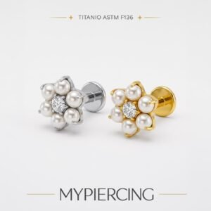 Labret Flor de Pérolas Titânio