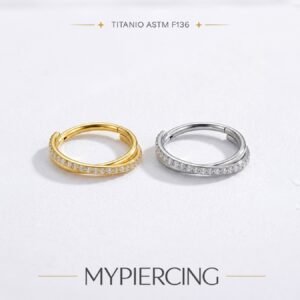 Argola Entrelaçada de Titânio Cravejada