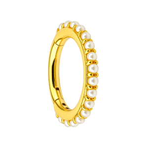 ARGOLA PEROLA AÇO PVD GOLD (CX5)