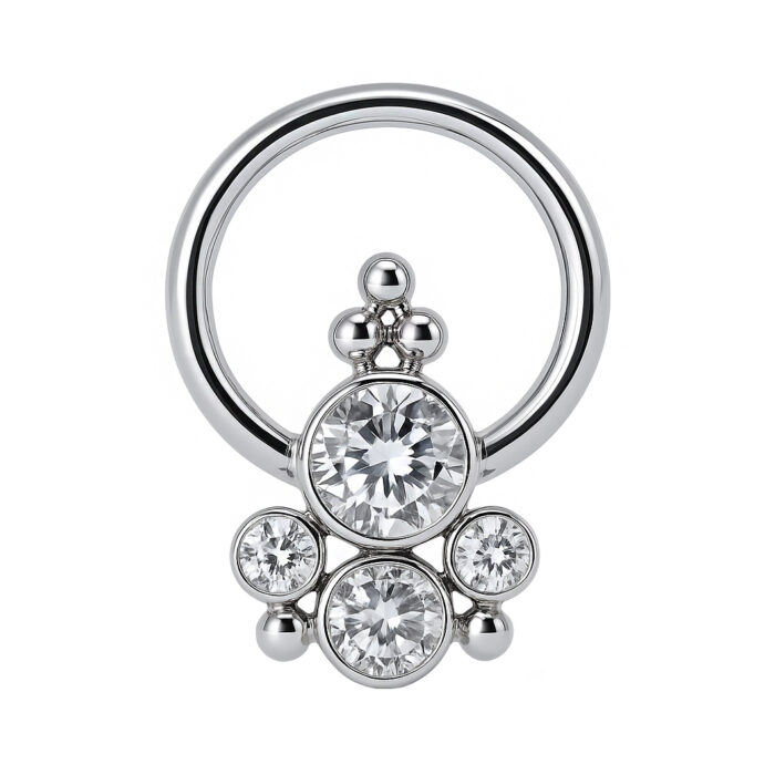 CAPTIVE WITH BEZEL SET 7 CZ TIT