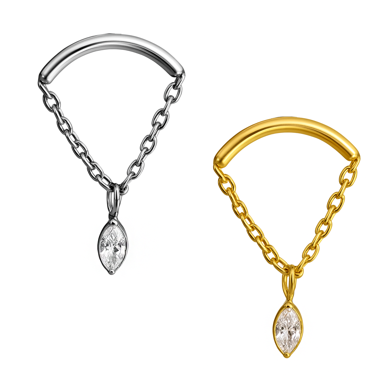 LBT Chain Stone Dangle Navete Tit (CX40)