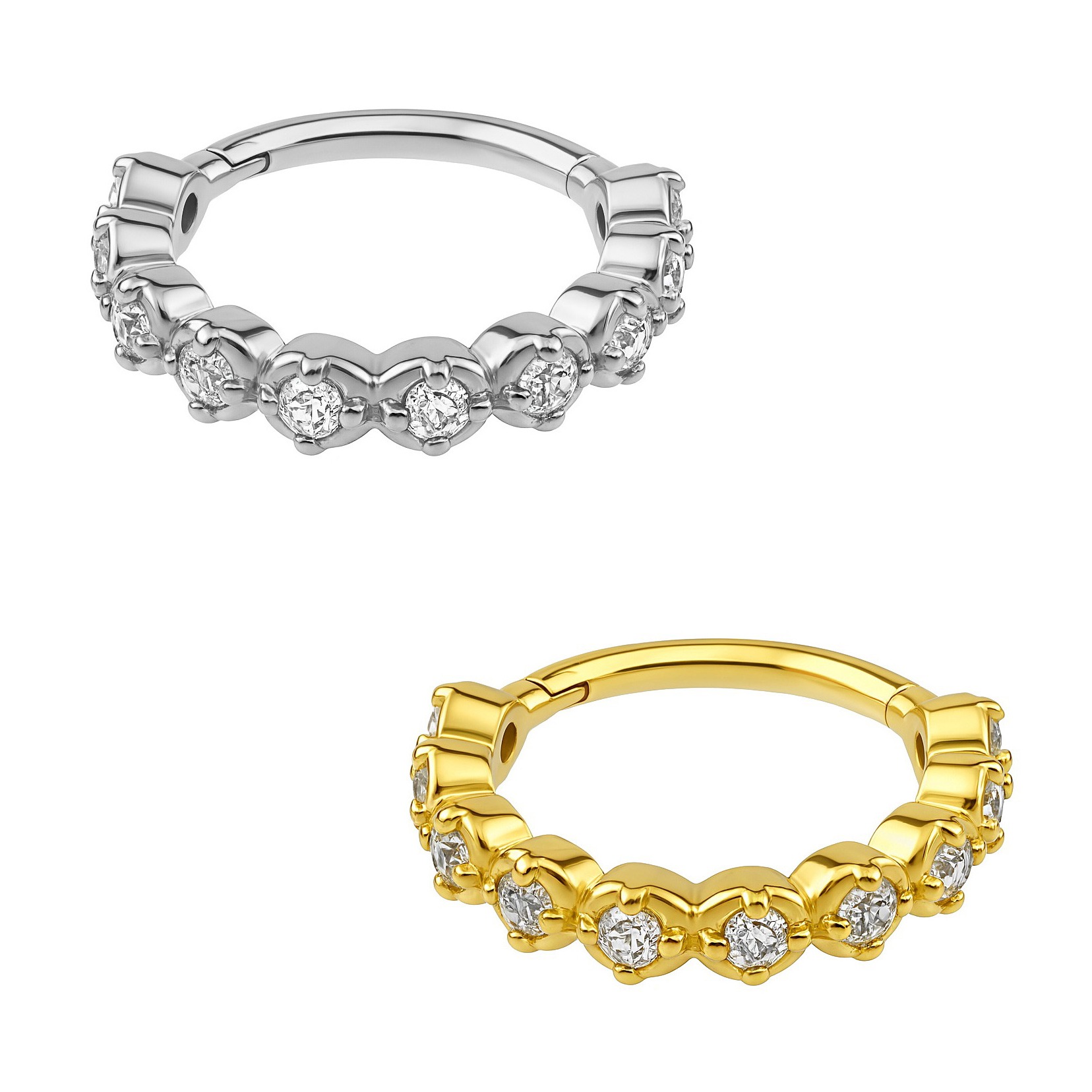 ARGOLA CLICKER ZIRC GARRA AÇO (CX2/4)