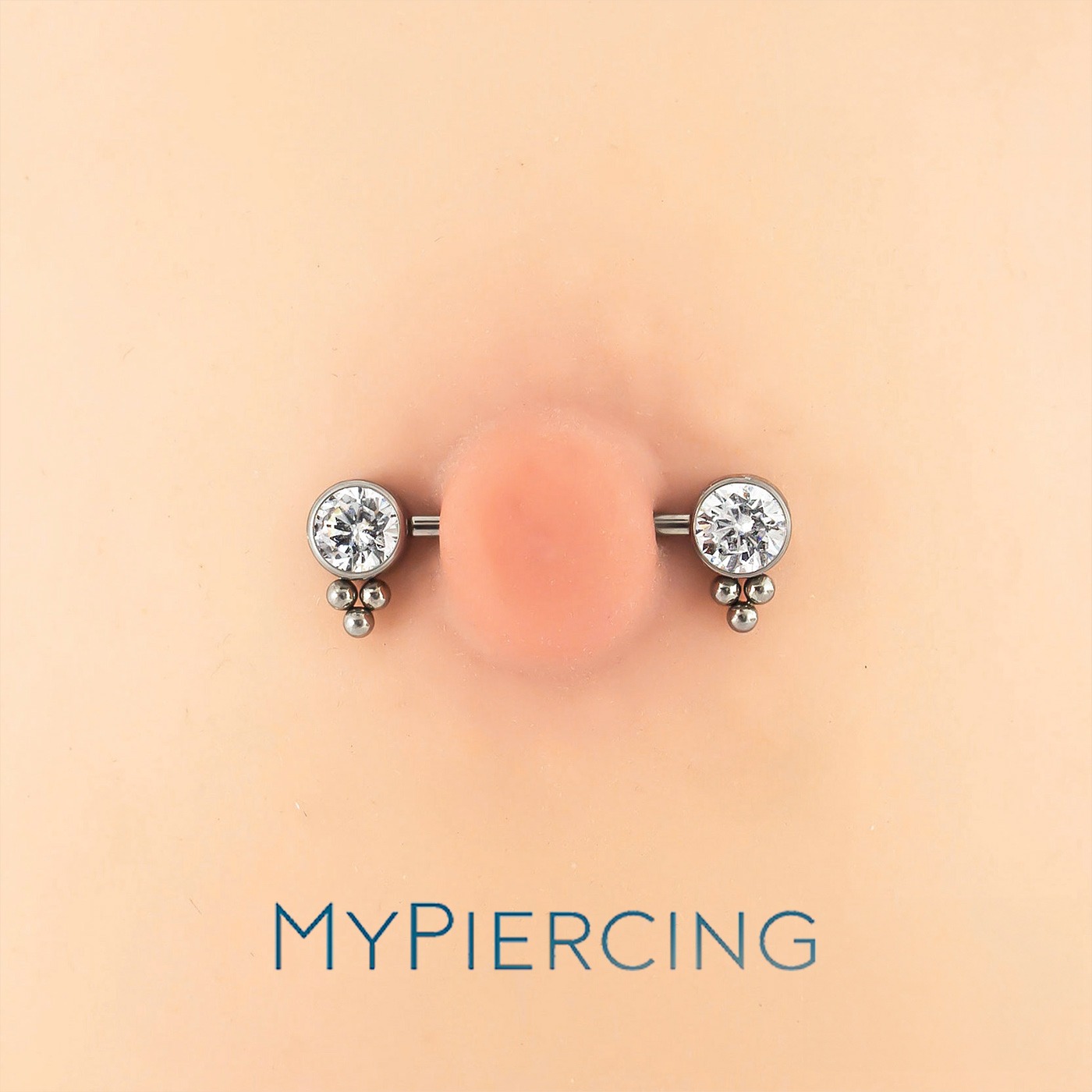 BARBEL MAMILO PIN PUSH TIT 2 ZIRC 6 BEADED - Imagem 2