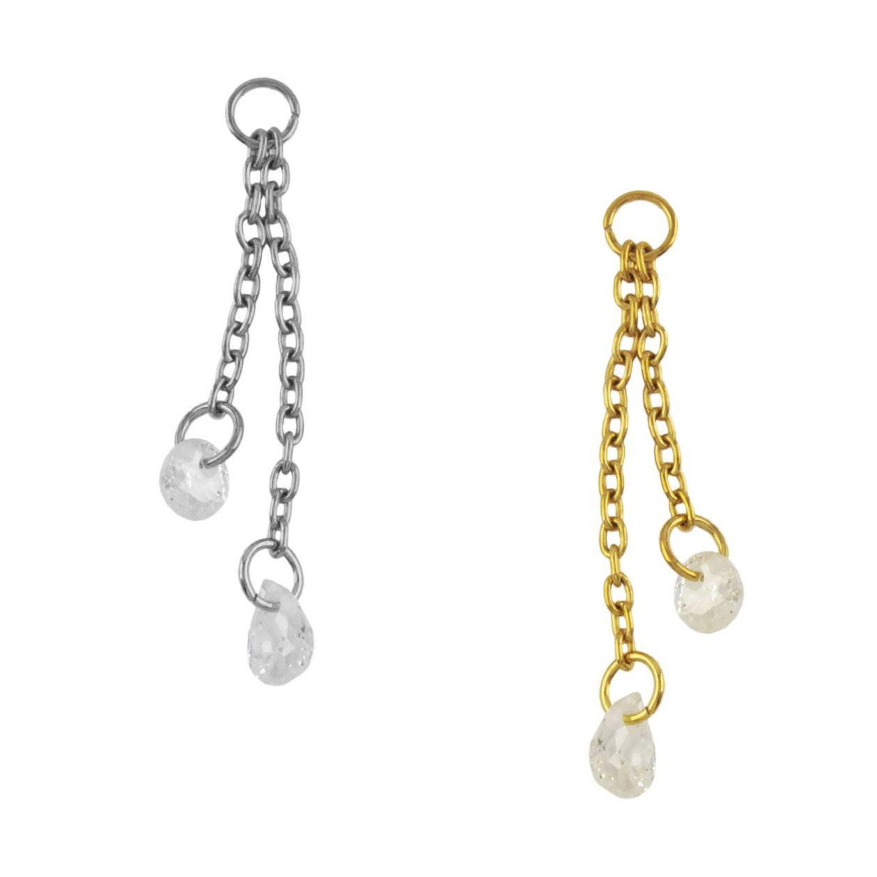 PINGENTE CZ REDONDO E DROP TIT