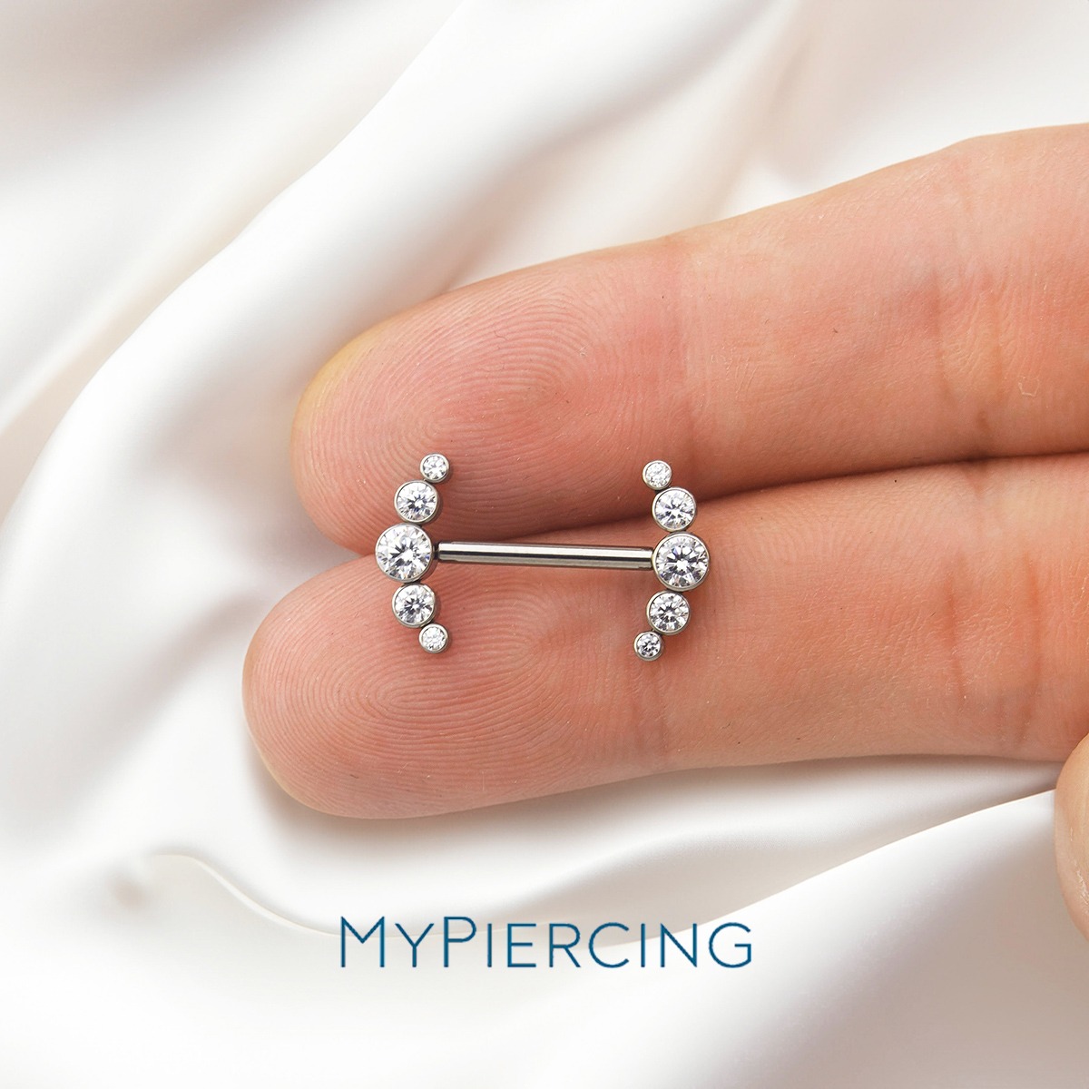 BARBELL MAMILO PIN PUSH CLUSTER 5 ZIRC TIT - Imagem 2
