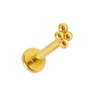 Labret de Ouro 18k com 4 Beads Push Pin