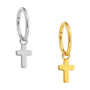 ARGOLA PINGENTE MINI CRUZ TIT