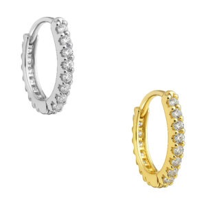 ARGOLA CLICKER CRAVEJADAS FININHA OURO 18K
