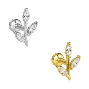 MICRO RETO RAMO MINI ZIRCONIA OURO 18K