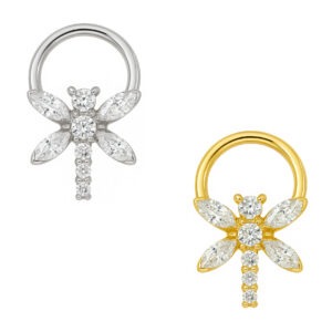 Captive Libélula de Ouro 18k Cravejada de Zircônias