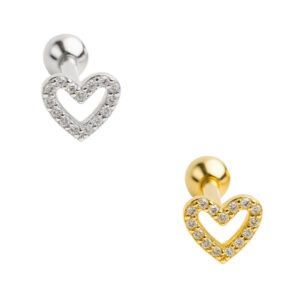 Micro Reto Coração de Ouro 18k Cravejado de Zircônias