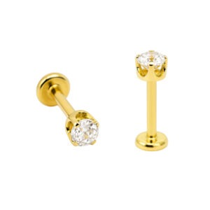 Ponto de Luz Ouro 18k c/ Diamante Labret  Push Pin
