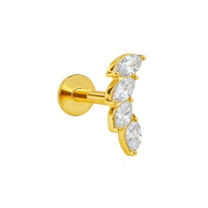 Labret Cluster de Navetes em Ouro 18k