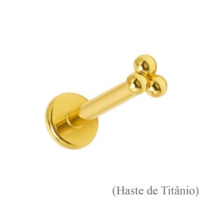 Topo Trillion de Ouro 18k Push Pin com Haste de Titânio Labret