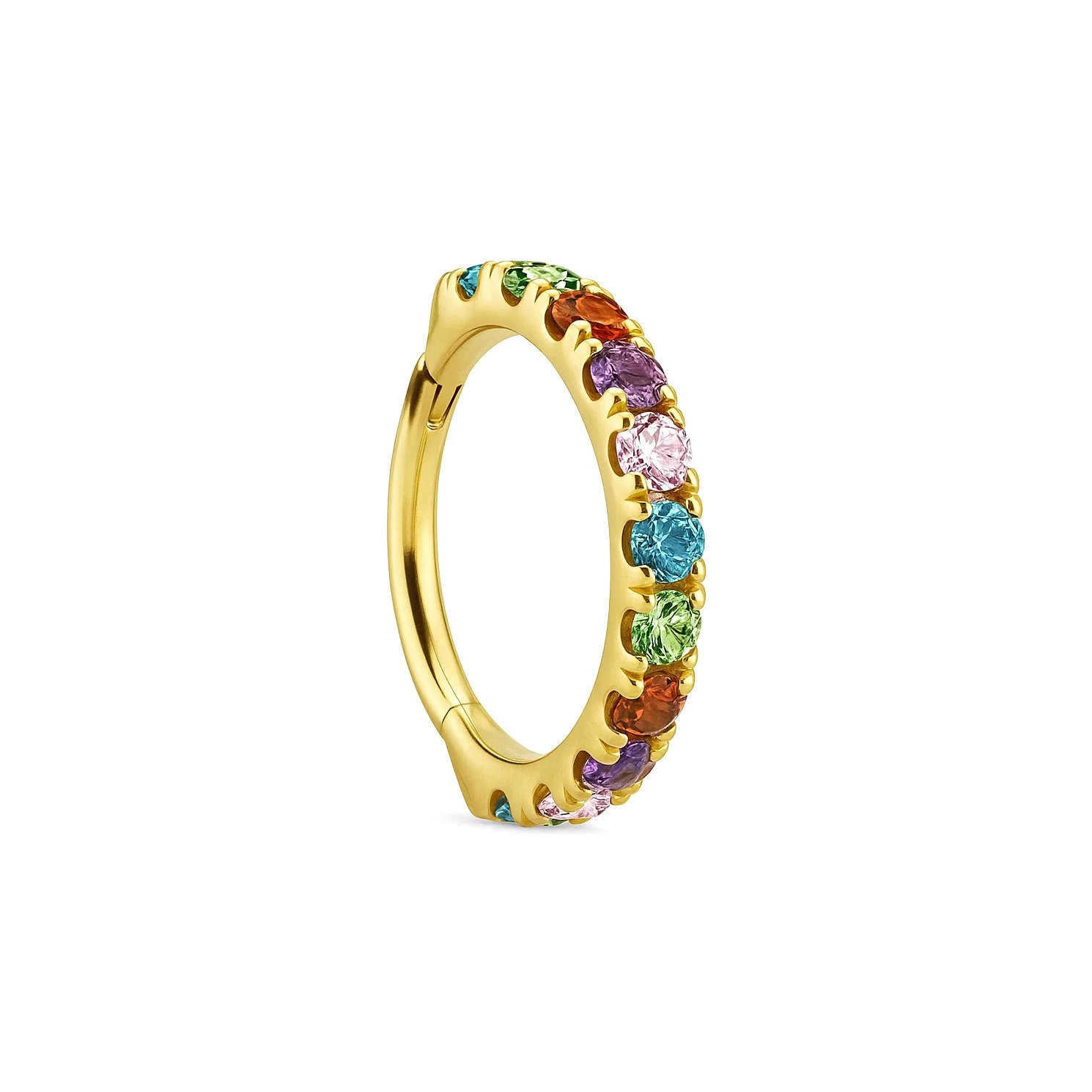 Argola de Ouro 18k com Pedras Preciosas Multicolor