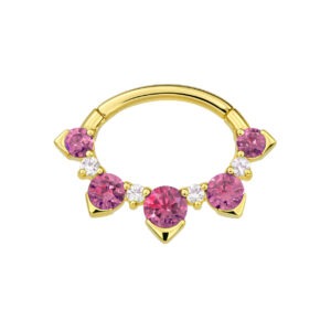 Argola de Ouro 18k com Safira Rosa