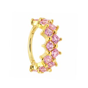 Argola de Ouro 18k com Safira Rosa