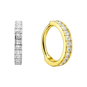 ARGOLA CLICKER SQUARE ZIRC CUBIC AÇO