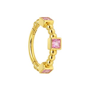 Argola de Ouro 18k com Safira Rosa