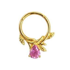 Argola de Ouro 18k com Safira Rosa