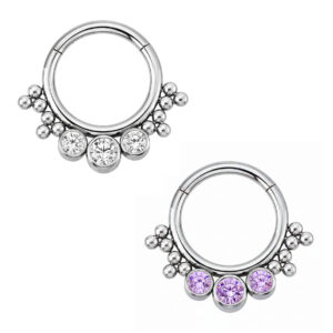 ARGOLA CLICKER 3 ZIRCONIA 12 BEADED TIT (ACX2)