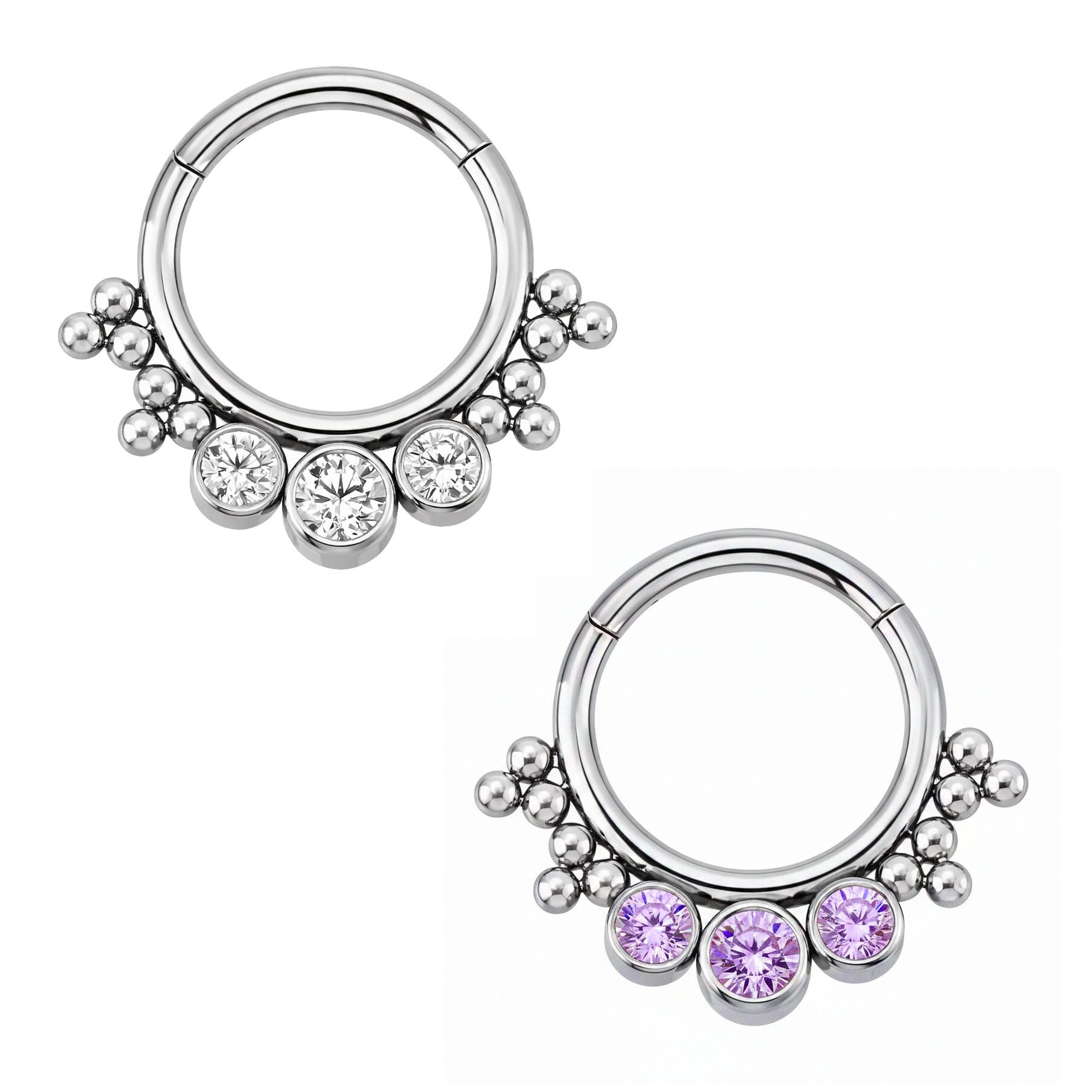 ARGOLA CLICKER 3 ZIRCONIA 12 BEADED TIT (ACX2)