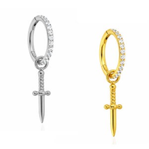 ARGOLA CZ PINGENTE ADAGA TIT