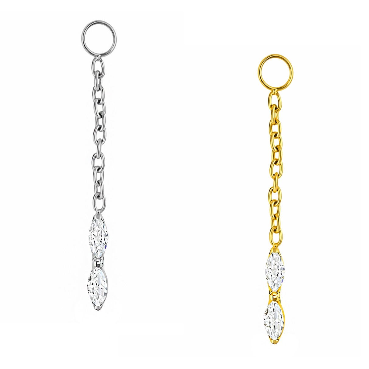 PINGENTE CORRENTE DUPLA NAVETE TIT