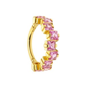 Argola de Ouro 18k com Safira Rosa