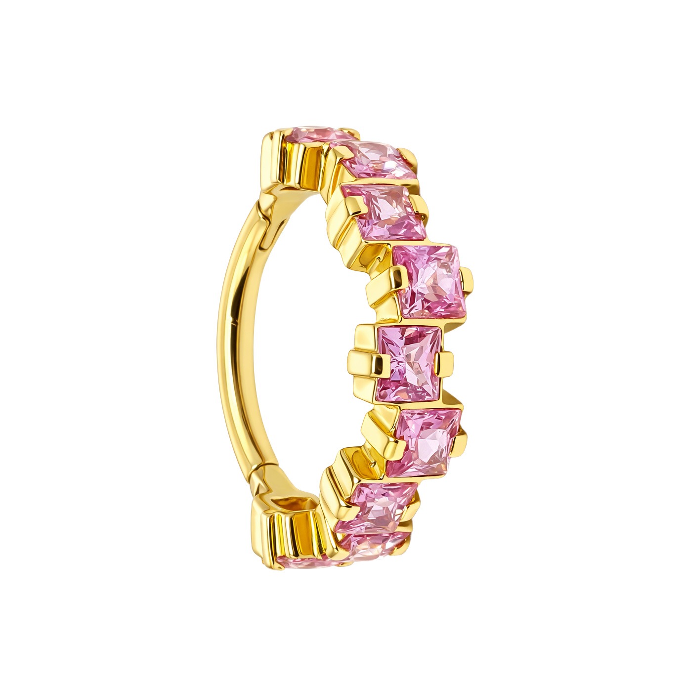 Argola de Ouro 18k com Safira Rosa